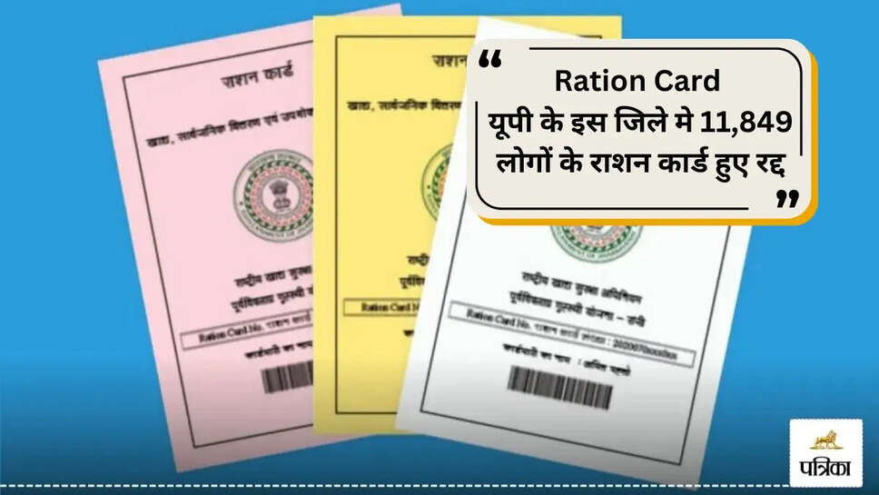 Ration cards of 11,849 people cancelled in mathura district of UP